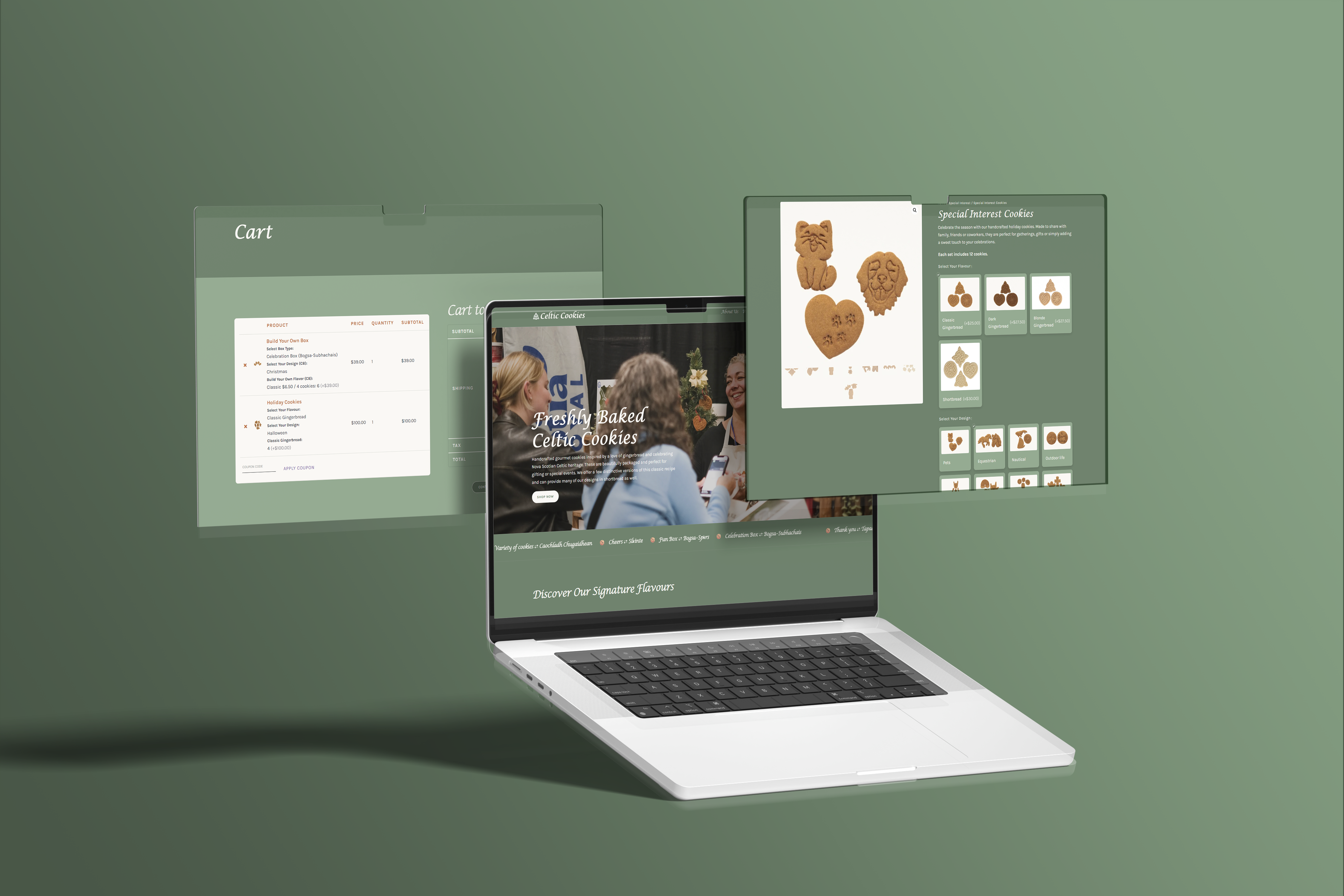 Celtic Cookies ecommerce website build showing custom ordering, checkout, and delivery logic
